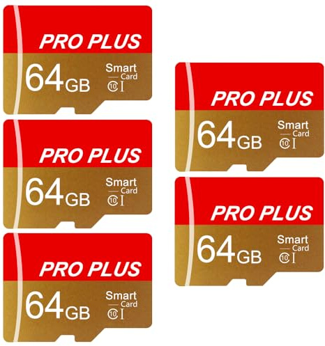 5 Pack Speicherkarte 64GB with Adapter, High Speed Memory Card, UHS-I C10 A1 Memory TF Card for Tablet/Mobile Phone/Camera/Car Audio/Game Console (TF162 64GB-5 Pack)