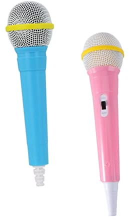 Mikinona Faux Microphones Accessoires de Microphone en Plastique Légers Lot de 2 pour Garçon et Filles pour Jeux D'imagination et Fêtes Costumées