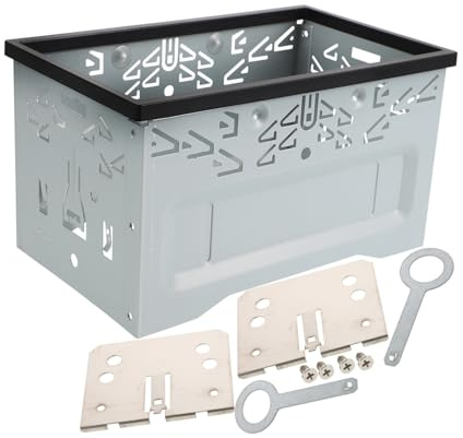 GARIOUANS Double Din Car Stereo Installation Frame with Metal Mounting Cage and Screws Compatible with Various Audio Radios for Clear Sound Positioning and Secure Dashboard Fit