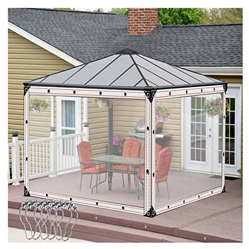 Telone impermeabile in PVC resistente, 400 g/㎡, trasparente, per esterni, con occhielli e ganci, per giardino, balcone, serra (2,5 x 4 m)