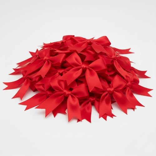 ZaoGoin 100 Geschenkschleifen Weihnachten, Rote Schleifen Für Geschenkverpackungen, Hochzeitsdekoration Und DIY-Projekte, Vielseitig Einsetzbar