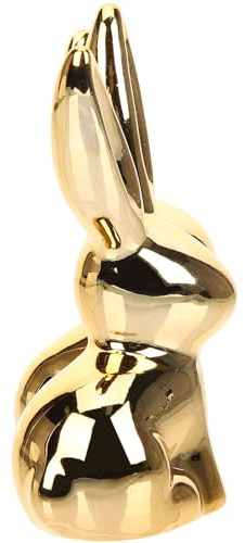 PAMINGONO Goldfarbener Keramik Ringhalter in Hasenform für Schmuckringe | Stabile Standform, Portable Ausführung, Dekorativ für Zuhause und Schmuckgeschäfte