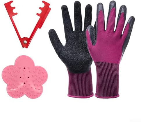 Lot de 3 outils de décapage d'épines de roses avec gants de protection pour la préparation de bouquets de fleuristes et le jardinage de roses