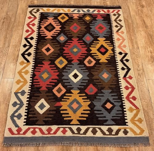 Rug Studios Teppich KELIM ORIGINAL | Farbe: Multi | Größe: 100 x 143 cm | orientalisch | gemustert | Vintagedesign | glamourös | Klassisch | Landhaus | Vintage | Modern | Wohnzimmer | Schlafzimmer | s