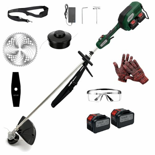 Decespugliatore a Batteria con Motore Brushless 176V (2x88V) 6700RPM Tagliaerba Tagliabordi con 2 Batterie 8Ah Display LCD Digitale e Velocità Regolabile