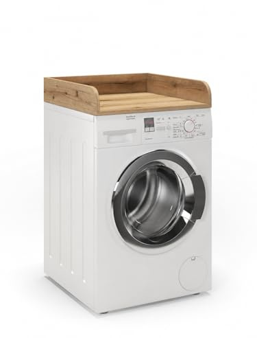 regalik Piano di Lavoro per Lavatrice 12 x 60 x 50 cm, Rovere Evoke | Soluzione salvaspazio per bagno e lavanderia, superficie facile da pulire, vano portaoggetti aggiuntivo