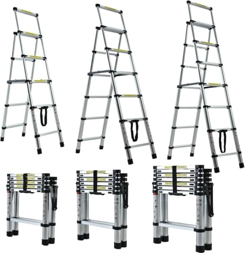 Sgabello Pieghevole A 2 Gradini Resistente, Scala Portatile Leggera con Ampio Pedale Antiscivolo, Portata Massima 150 kg (330 Libbre) per Adulti E Bambini. Silver 4/5 Steps-Aluminum