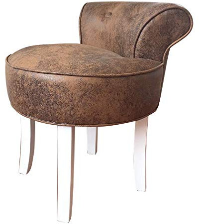 Vanity Hocker Gepolsterter, weicher Vanity Hocker mit niedriger Rückenlehne und massiven Holzbeinen Moderner Lounge-Stuhl mit runder Kante für Mädchenzimmer, Make-up-Schminktisch und Schönheitssalon