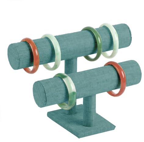 Bustlwor Soporte para Pulsera, Expositor Pulseras de Terciopelo, Soporte de Joyería de Terciopelo de 2 Niveles, para el Pelo, Scrunchies, Pulsera, Collar, Reloj