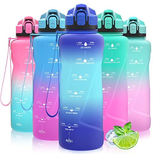 Coolfel Sport Trinkflasche 2l, 1,5l, 1l, 700ml, 500ml Trinkflasche Kinder Auslaufsicher, Motivierende Wasserflasche mit Zeitmarkierung Bpa Frei Tritan Trinkflasche für Mädchen, Junge, Schule, Gym