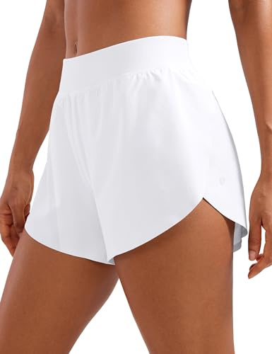 CRZ YOGA Mujeres Pantalones Cortos Deportivos Cintura Media Running Fitness Ligero Shorts Blanco 38