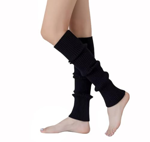VUCDXOP dam långa benvärmare kvinnor flickor vinter virkad stickad manschett benvärmare benvärmare knästrumpor legwarmers strumpor overknees, i en storlek, Svart # 1, En Storlek