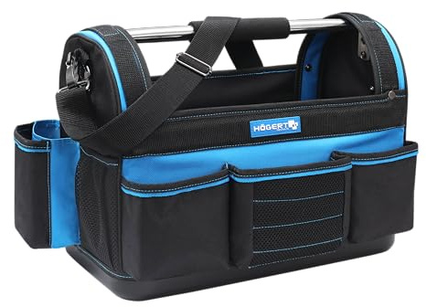 Högert Technik - Borsa porta attrezzi (41,5 x 22,5 x 31 cm) | Borsa professionale multifunzione impermeabile | in poliestere 600D | Fondo in polietilene | con 12 tasche esterne e 11 tasche interne