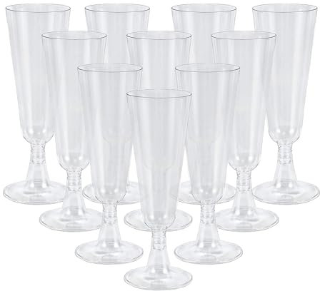 Mualady 50copas de champán de plástico transparente, 160 ml, reutilizables, resistente, elegantes para bodas, fiestas, cumpleaños
