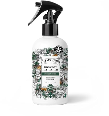 Poo-Pourri Furrest Fresh Dog Deodorizing Spray, 8 Fl Oz Grooming Perfume for Dog Coat, Pet Odor Neutralizer with Essential Oils, Vet Recommended, Paraben & Sulfate-Free Fir, Amber, & Cedarwood Scent