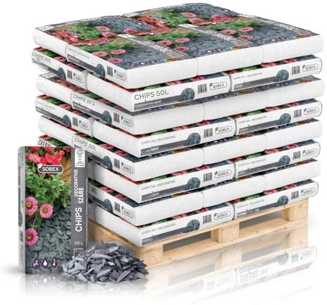 TRANS - PAL Wokas Decorative Gray Garden Chip Bark Mulch, 50L, for Flower Beds and Landscaping (8 bags - 400 litres)