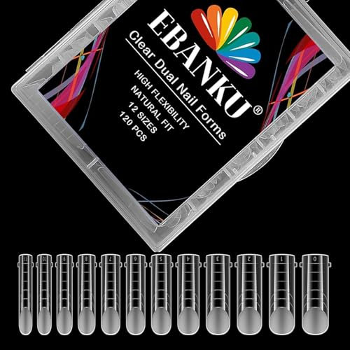 EBANKU Faux Ongles Capsule Ongles Acrylique,120PCS Unghie copertura completa Punte per Unghie in Acrilico Strumenti per l'estensione delle Unghie Forme per Unghie per Nail Aart, con Scala Graduata