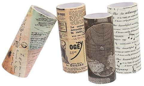 DOITOOL 4rollos Cintas Washi Decorativas para Scrapbooking Cinta De Periódico Vintage para Manualidades De Washi para Hacer Tú Mismo