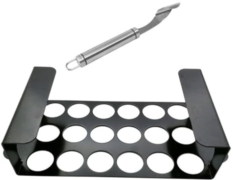 iplusmile Rejilla de Barbacoa para Pollo y Pimientos Inoxidable con Descorazonador Soporte para Asar Muslos y Pimientos Herramienta Multifuncional para Cocina y Exterior