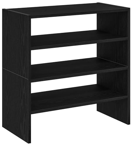 Scarpiere organizzatore scarpe, impilabile 2 pezzi in rovere nero 60x30x30,5 cm, truciolato stabile e resistente, mensole spaziose per armadio contenitore, for organizzazione calzature e archiviazione