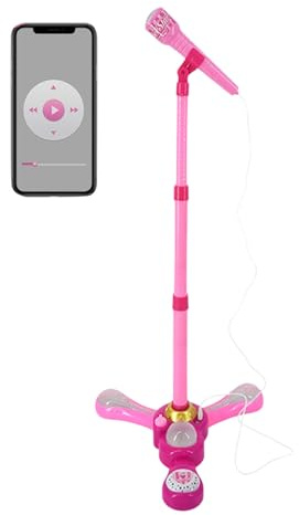 Micrófono Infantil con Soporte Máquina de Karaoke con Iluminación Colorida | Máquina De Karaoke Infantil Con Micrófono Para Niñas y Niños Aula Sala De Juegos Hogar Viaje Cumpleaños Navidad Día Del