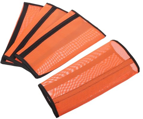 KOMBIUDA Protectores para Patas de Caballo 4 Unidades, Mangas de Malla Transpirable Naranja, Anti-Moscas Puños Suaves, Resistente al Barro y Protección UV para Pastoreo y