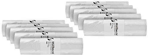 10er SET DEISS 46920 - UNIVERSAL - 80 Liter Abfallsäcke WEISS - 40 Stk. je Rolle/Recycling-HDPE/Emil Deiss/Müllbeutel