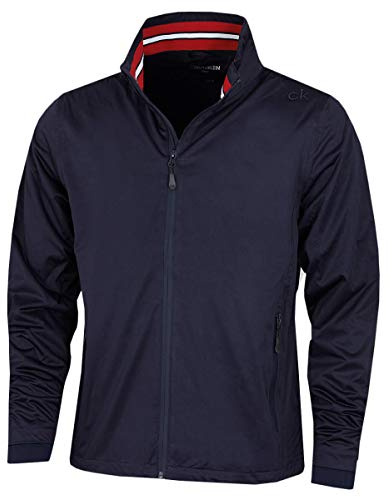 Calvin Klein Mens Collar Detail Waterproof Jacket - Navy/Red - L