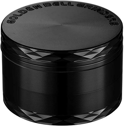 LIHAO 2(5cm) Grinder, Macina per Spezie e Erbe in Lega di Zinco in 4 pezzi - Nero con Decorazioni a Forma di Diamante