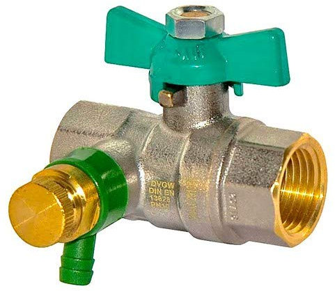 Trinkwasser Messing Kugelhahn DVGW ½“-1/4“Zoll IG-IG Knebelgriff u Entleerung Größe 1