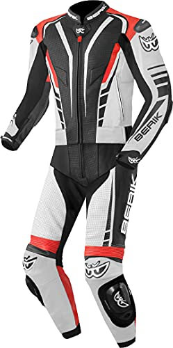Berik XR-Ace Tuta in pelle da moto a due pezzi, nero/bianco/rosso, 52