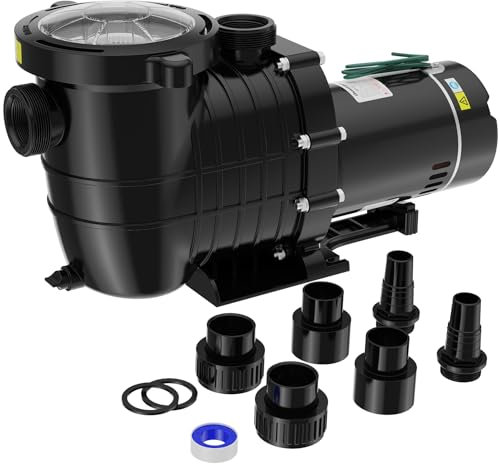 Oswerpon Pompa per piscina fuori terra/interrata, 2 HP 6800 GPH potenti pompe autoadescanti per piscine da 15.000-31.000 galloni, pompa per piscina a doppia tensione con cestello filtro e tappo di