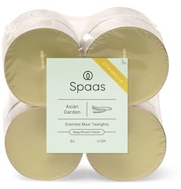 Spaas 8 x 8 Citronella Maxi Tealights, ± 10 Hours, Pistachio Green, Asian Garden