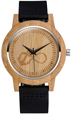 SUPBRO Herren Uhren Holzuhr Holz Armbanduhr Klassik Analoge Quarzwerk Uhren Unisex Unendlichkeit Leder Armband