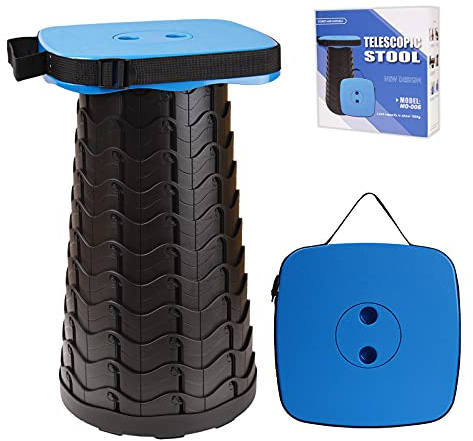 Hesanzol Tragbarer Klapphocker, Mini Teleskophocker Faltbar Campinghocker für Outdoor Camping Reisen Picknick Garten Grillen Fischen Wandern, Belastung 400 lb