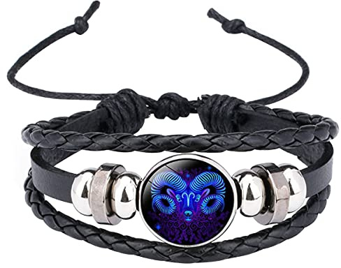 Caimeytie Kinder Armschmuck Leder Wickelarmbänder Verstellbar Horoskop Sternzeichen Glücksarmband