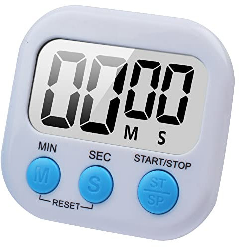Großer Bildschirm Digitaler Küchentimer Magnetisch Stoppuhr Timer mit Uhr, Timer für Backen, Küche, Studium, Trainingstraining, Count-Up- und Countdown-Uhr(Weiß)
