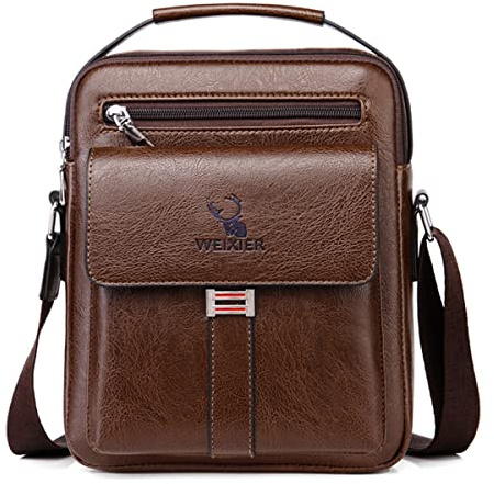 Borsello Uomo Pelle Tracolla Casual Borsa a Spalla da Uomo Borselli da Lavoro Piccolo Messenger Bag per ufficio,Viaggio,Vita quotidiana, creatività regalo per la festa del papà (A-marrone scuro)