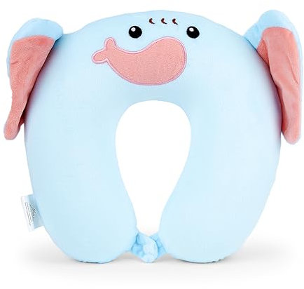 Mousehouse Gifts - Blue Elephant Memory Foam Travel Pillow, Plush Neck Support for Kids and Adults