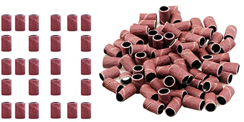 Jaimela Tapas Abrasivas, [100 Piezas] Bandas de Lijado para Manicura Pedicura Brocas de Uñas de Arena, para Lima de Uñas Eléctrica para Lima de Uñas, Cuidado de Uñas (80-100Pcs)