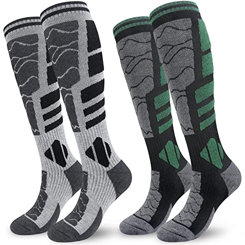 KOOOGEAR Calcetines térmicos de esquí para hombre, para invierno, cálidos, hasta la rodilla, para ciclismo, deportes, para hombre, 9-12, manguera larga, calcetines deportivos acolchados de alto