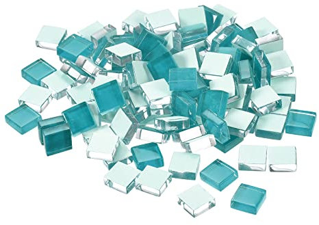 sourcing map Mosaic Tiles, Micro Glass Tiny Mini Mosaic Tile DIY Hobbies Handmade Crystal Free Stone Craft Material Creativity (Teal Pack of 110)