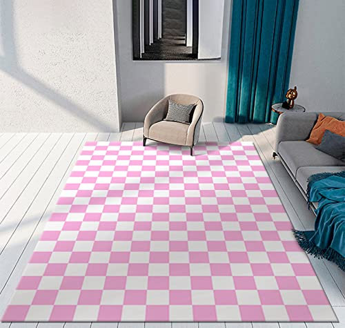 Tappeti Design Teppich rutschfest waschbarer 120 X 200 cm Rosa einfaches Mosaik für Balkon Terrasse Wintergarten, Küche Esszimmer 120 * 200cm