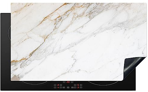 KitchenYeah© Cubre Vitrocerámica - Blanco | 91x52 cm - Protector Vitroceramica Induccion - Tapa - de Mármol - Piedra