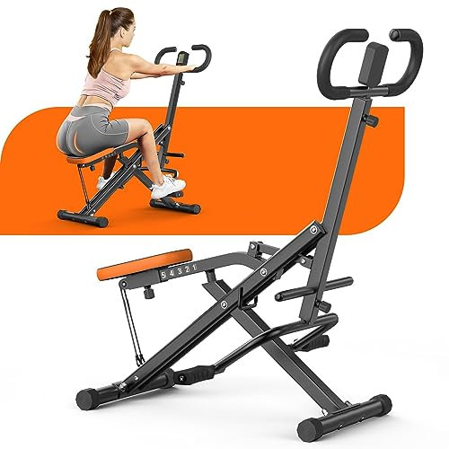 Dskeuzeew Squat Machine Heimtrainer Fitnessgeräte mit Widerstandsband AB Booster Bauchtrainer Fitnessgeräte Trainingsgeräte für Bauch Arme Beine Rücken und Gesäß squat rudergerät Max 165KG