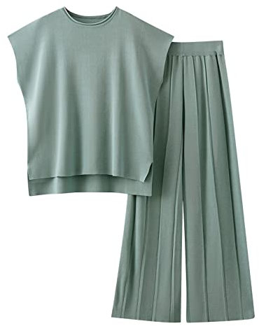 Kswlwccpp Homewear Damen Set, Zweiteiler Hose Und Oberteil Elegant Langarm Lounge Set Jogginganzug Herbst Outdoor Warm Winter Trainingsanzüge Hausanzug Strick Kuschelig Strickanzug Strickset