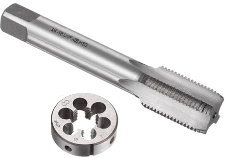 sourcing map Gewindeschneider-Set, 3/4-16 UNF-Gewindebohrer und runde Schneideisen, Gewindeschneidwerkzeug-Set für Mutter, Schraube, Bolzen, Gewinde-Reparatur, 2-teilig