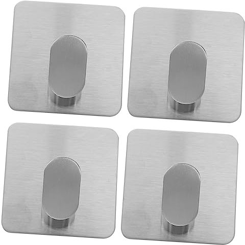 IMIKEYA 4pcs Stainless Steel Towel Hooks for Bathroom Kitchen Self Adhesive Wall Hooks for Towels for Wall