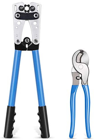 ACBungji Crimpzange Kabelschneider Set für Kabelschuhe Von AWG 10-0, 6/10/16/25/35/50 mm² Batteriekabelschuh Presszange Kabelschuhzange Crimpwerkzeug für Rohrkabelschuh Drahtkabel Verbinder