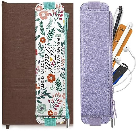 Generisch CaseBot 2 Stück Federmäppchen, PU Material Federtasche mit Elastisch Band, Schreibwaren-Reißverschlusstasche für Tagebuch, Notizbuch, Schulbedarf, Tablets